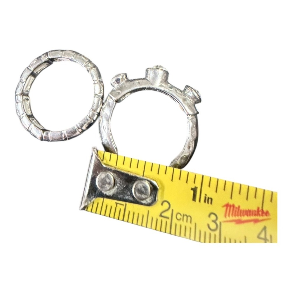 Y2K Unbranded Rings Set Purple Silver Stretch Stackable Rhinestone Crystal 4pc - Picture 6 of 6